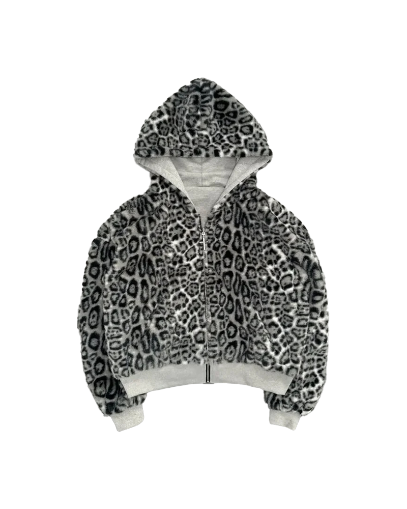 GREY/LEOPARD REVERSIBLE ZIPPER