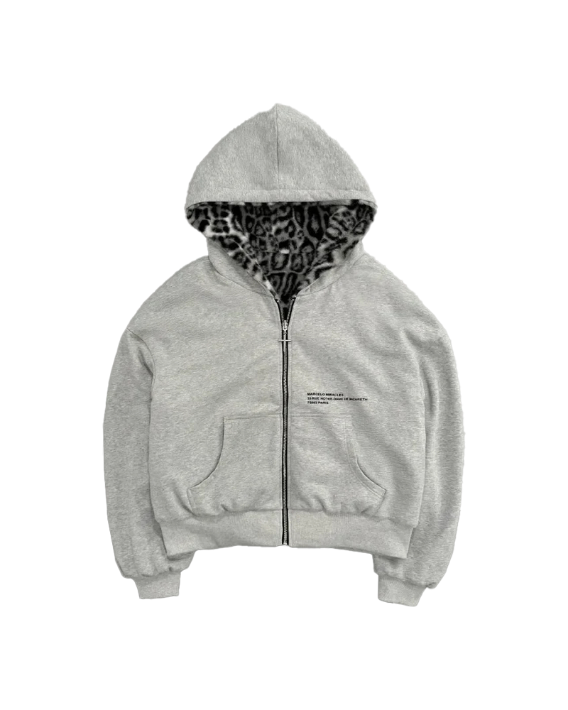 GREY/LEOPARD REVERSIBLE ZIPPER