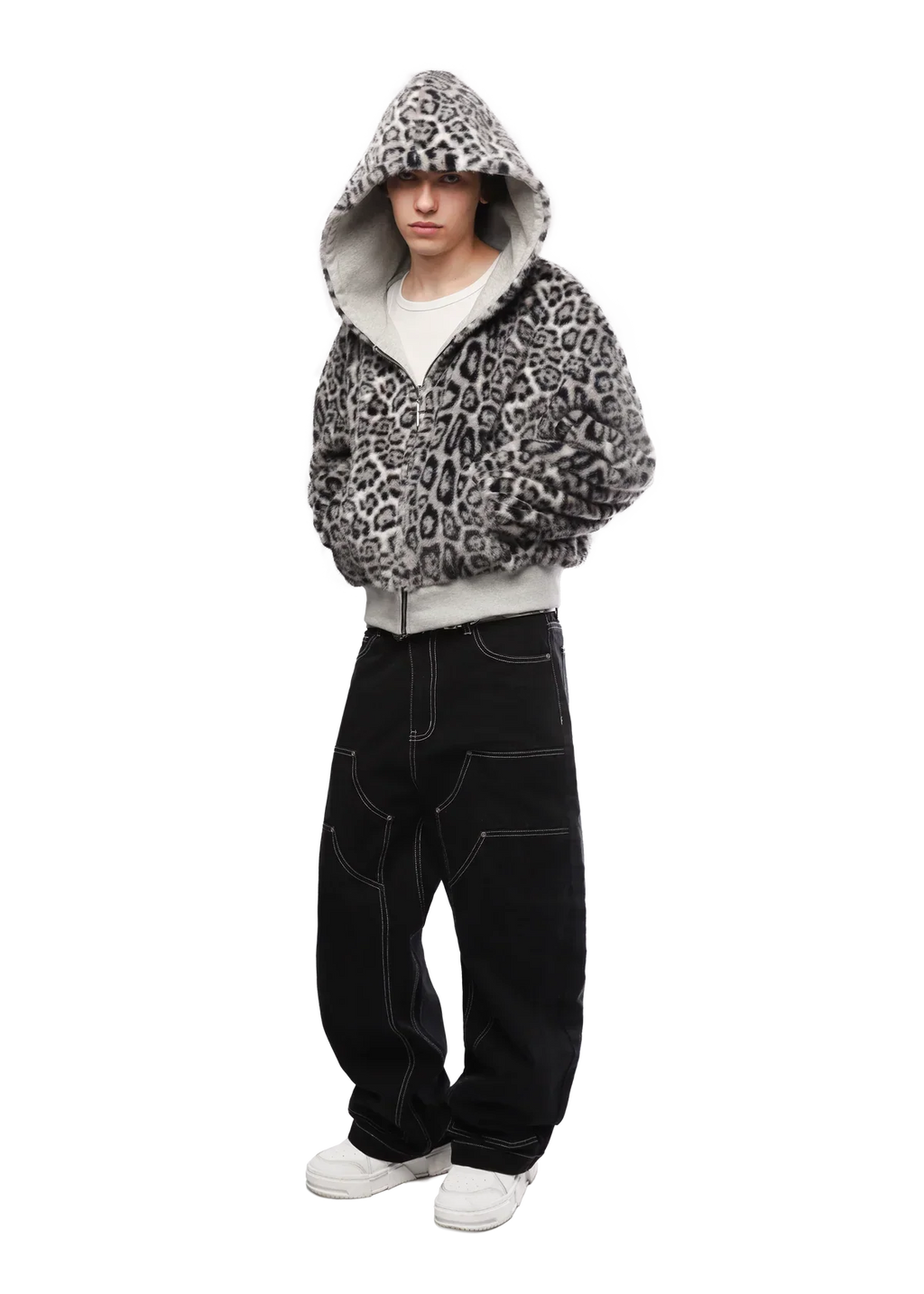 GREY/LEOPARD REVERSIBLE ZIPPER