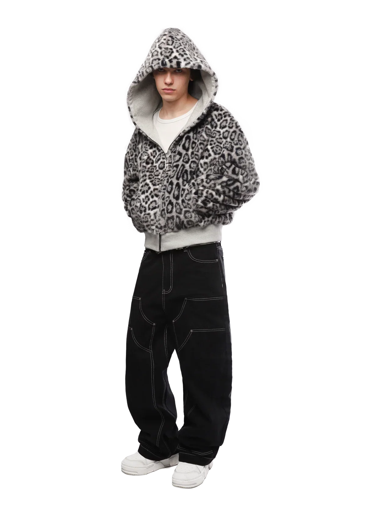 GREY/LEOPARD REVERSIBLE ZIPPER