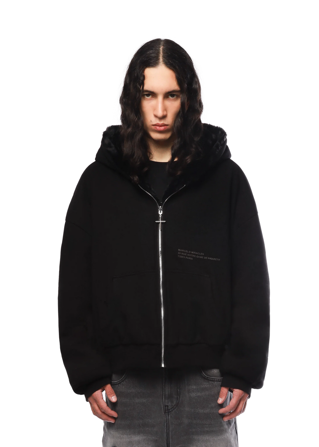 FUR/BLACK REVERSIBLE ZIPPER
