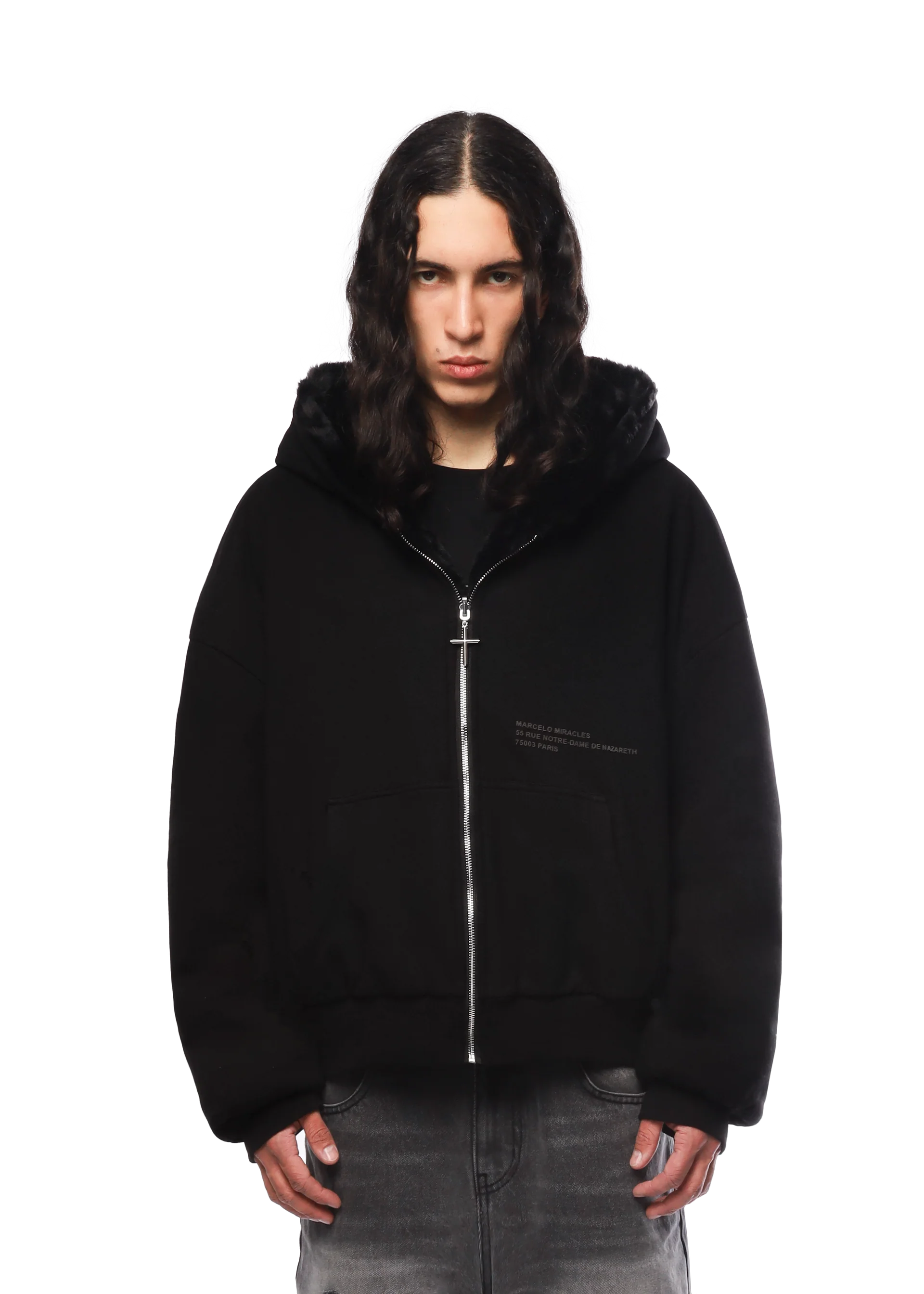 FUR/BLACK REVERSIBLE ZIPPER