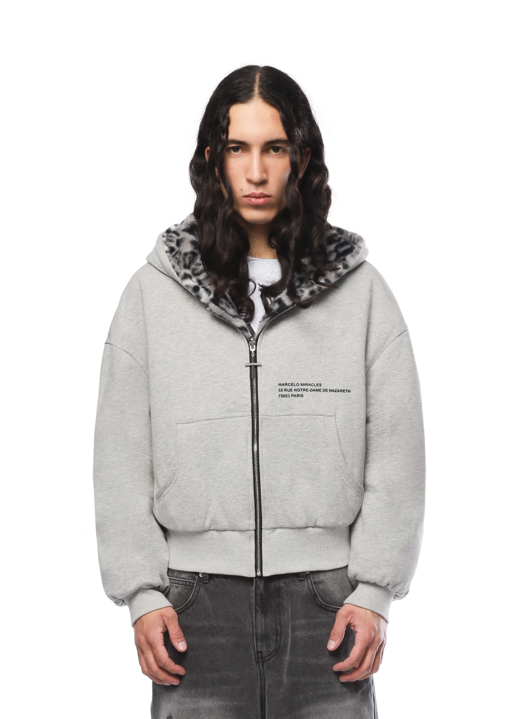 GREY/LEOPARD REVERSIBLE ZIPPER