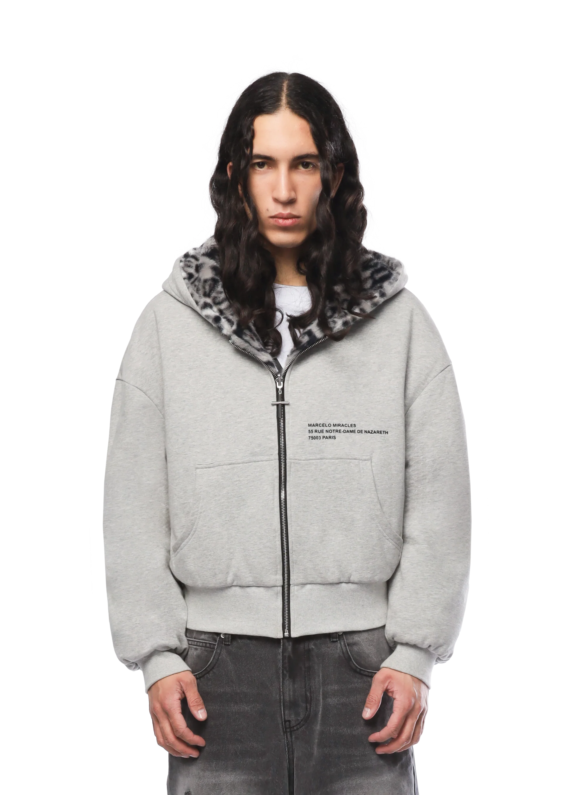 GREY/LEOPARD REVERSIBLE ZIPPER