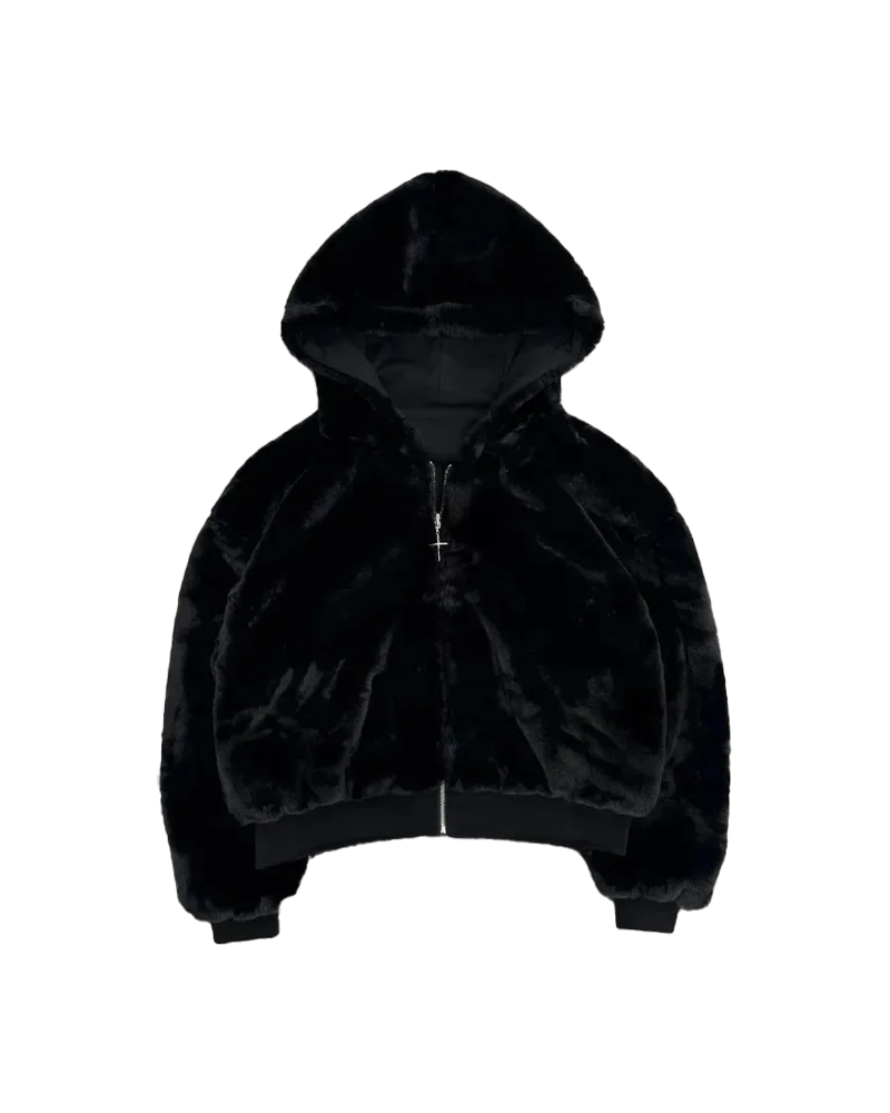 FUR/BLACK REVERSIBLE ZIPPER