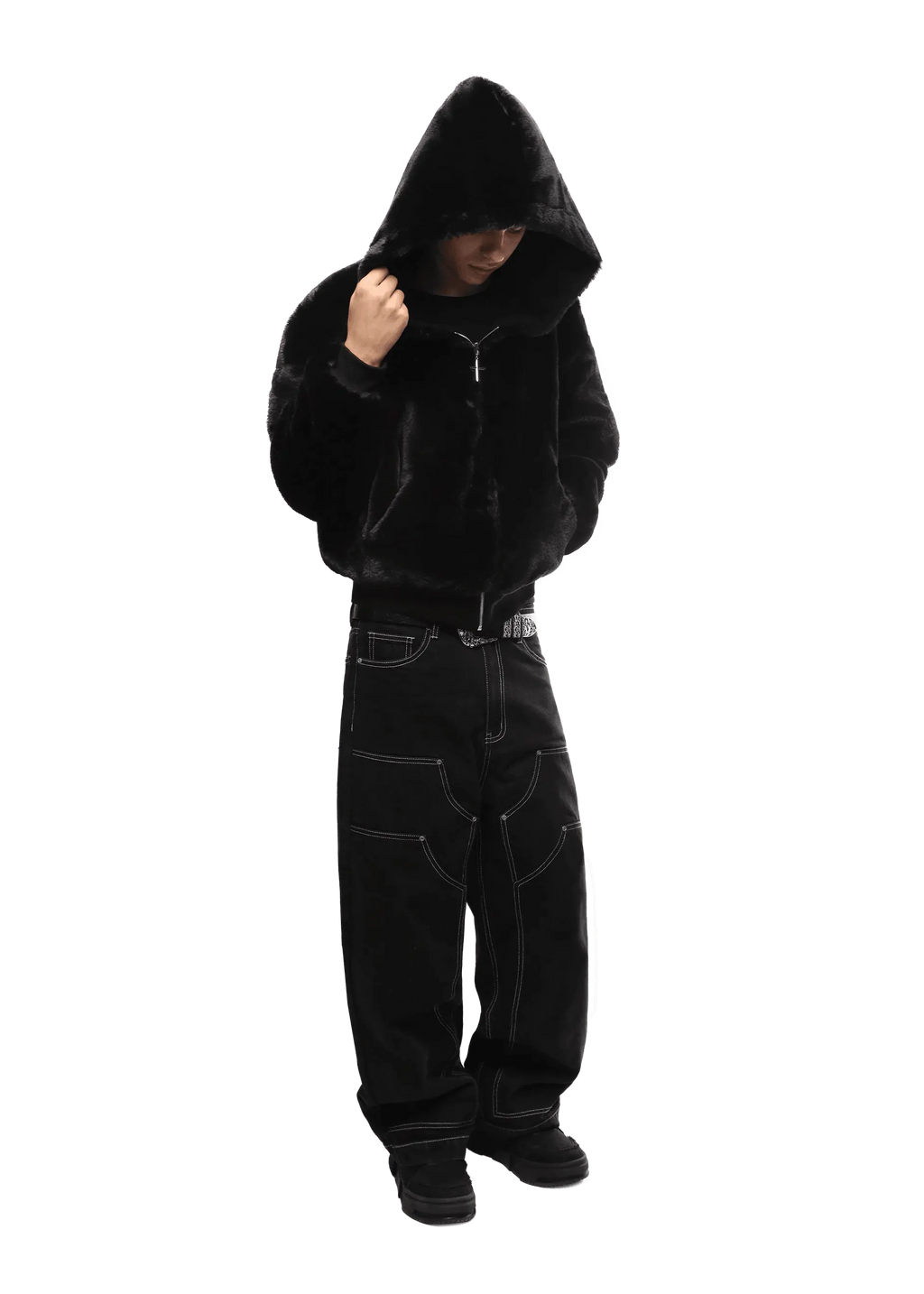 FUR/BLACK REVERSIBLE ZIPPER