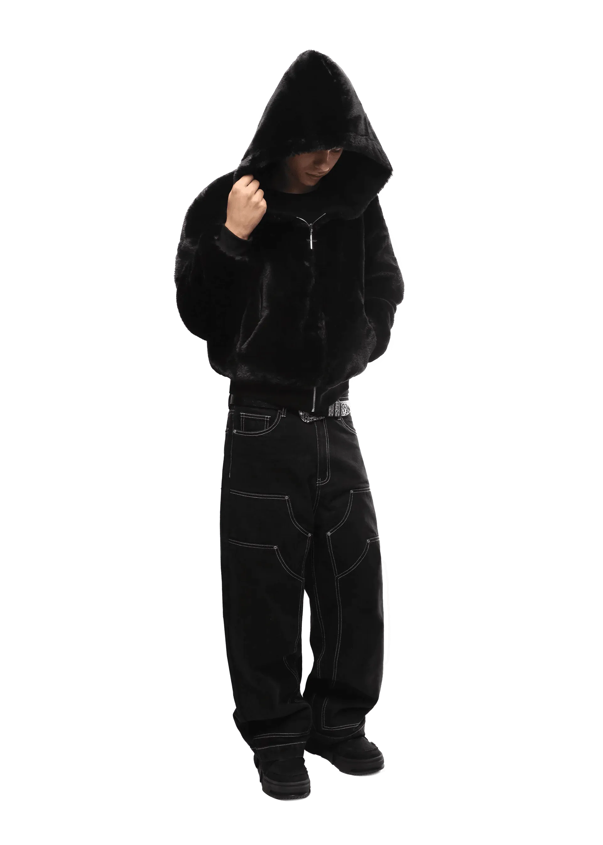 FUR/BLACK REVERSIBLE ZIPPER