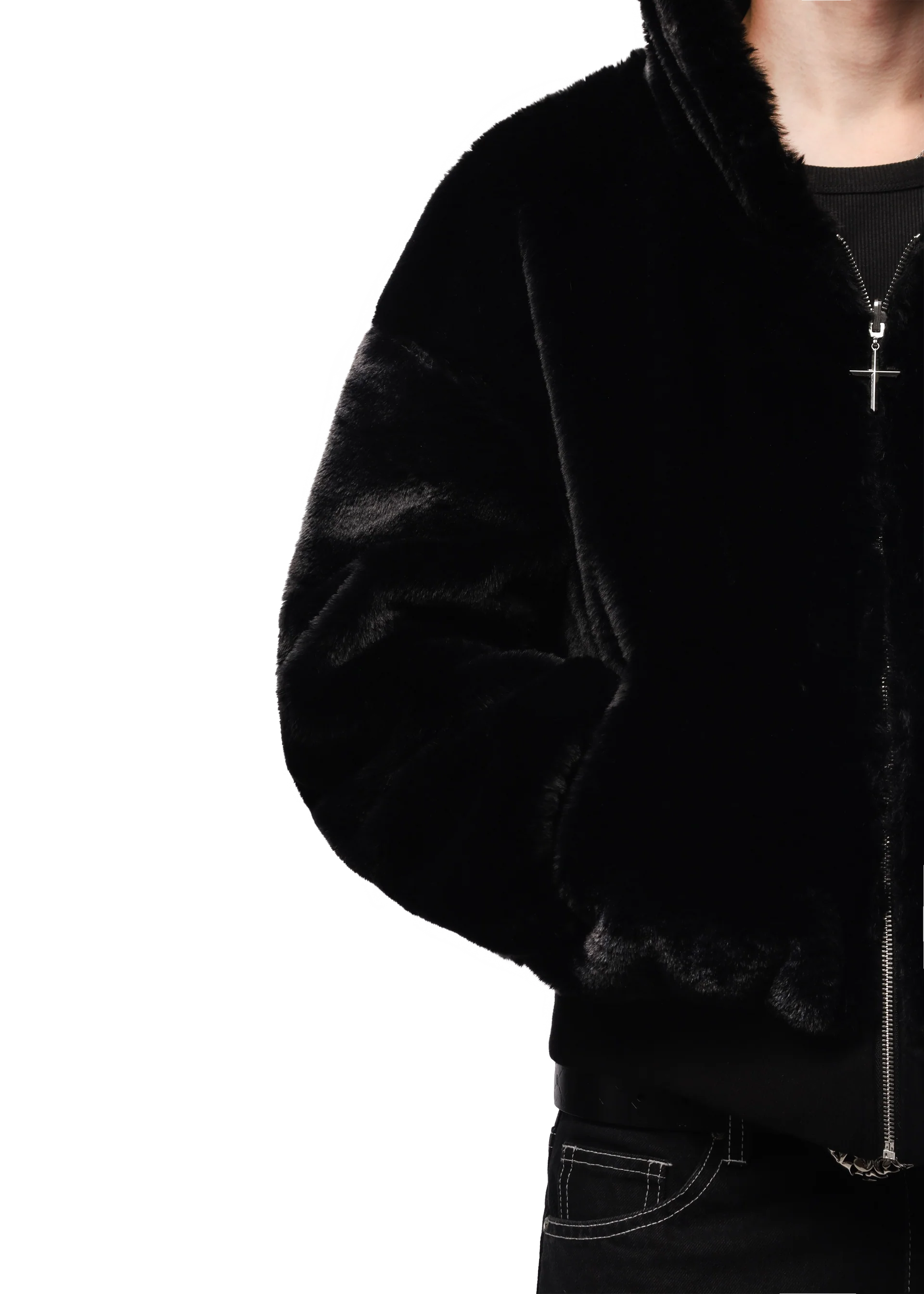 FUR/BLACK REVERSIBLE ZIPPER